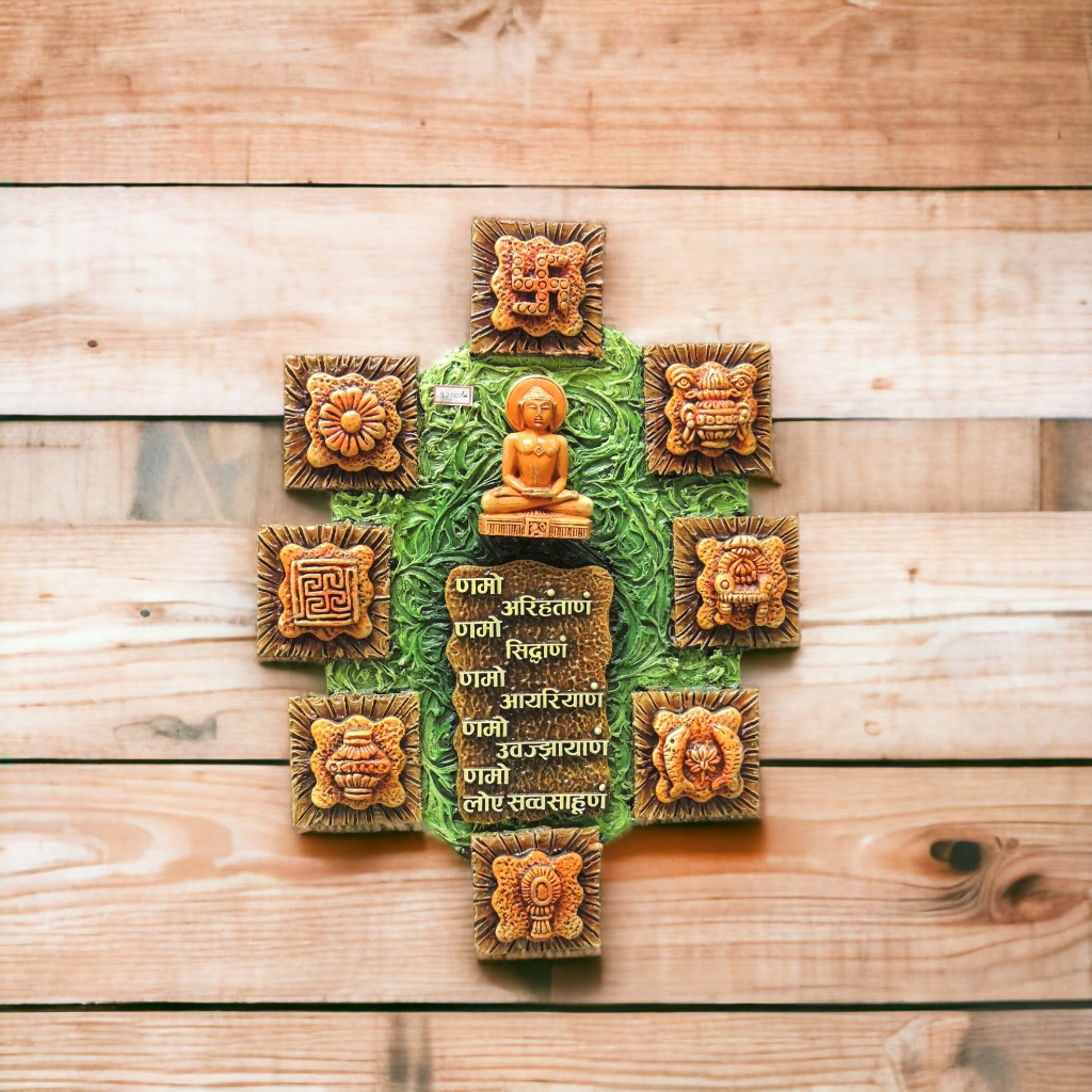 Astamangal Navkar Mantra Wall Mural – Handcrafted Spiritual Wall Art