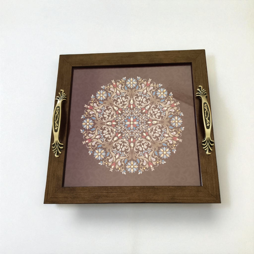 Ethnic Mandala Tray with Coaster Set – Handcrafted Serving & Gift Set