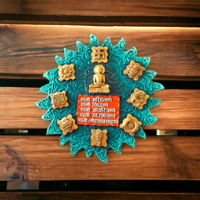 Astamangal Navkar Mantra Mural – Handcrafted Auspicious Wall Decor