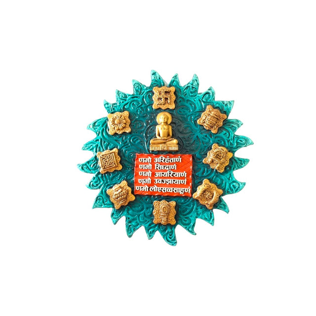 Astamangal Navkar Mantra Mural – Handcrafted Auspicious Wall Decor