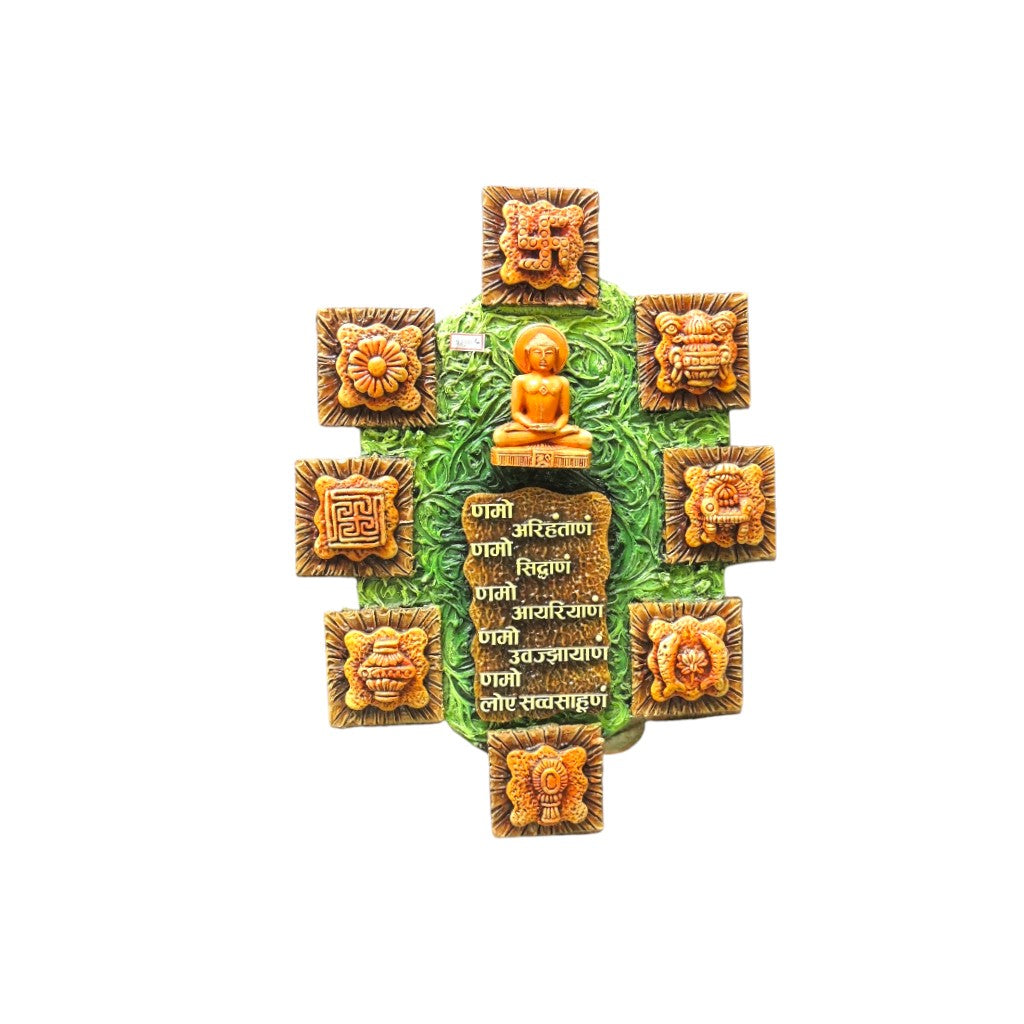 Astamangal Navkar Mantra Wall Mural – Handcrafted Spiritual Wall Art