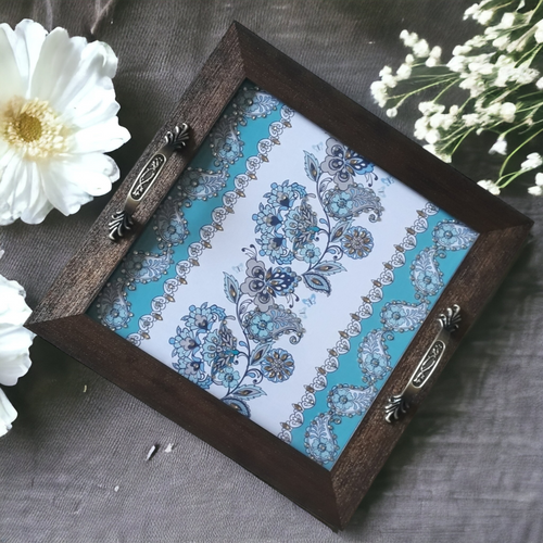 Handcrafted Blue Paisley Tray – Perfect Gift & Serving Tray