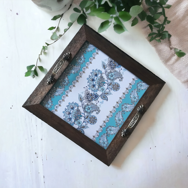 Handcrafted Blue Paisley Tray – Perfect Gift & Serving Tray