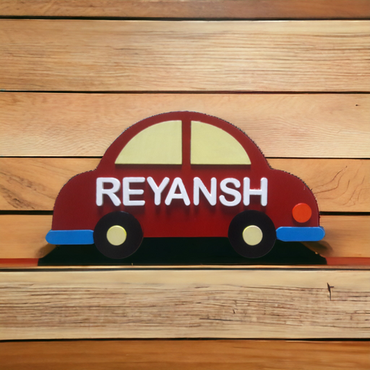 Car Shaped Kids Nameplate 1