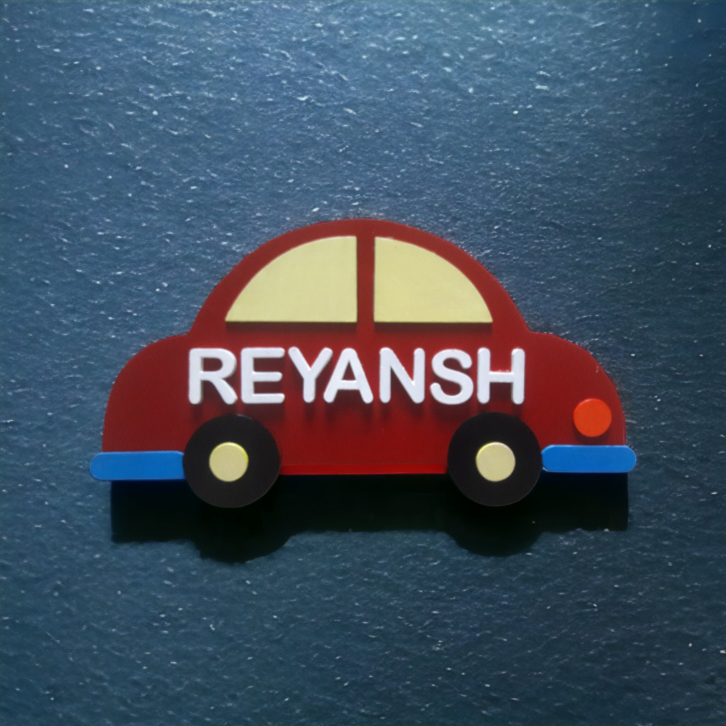Car Shaped Kids Nameplate 1