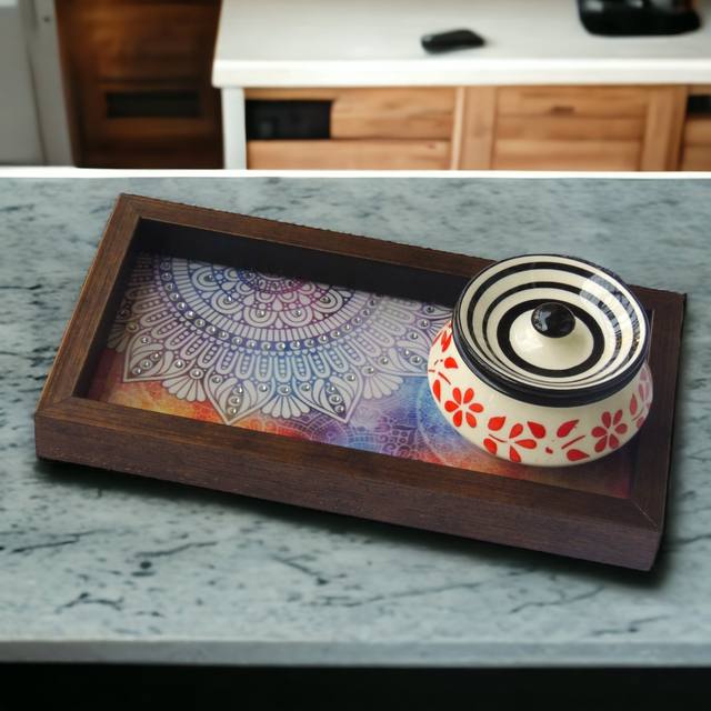 Colourful Mandala Design Tray – Handcrafted Serving Tray for Gifts & Home Decor