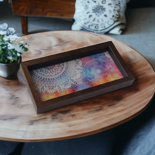 Colourful Mandala Design Tray – Handcrafted Serving Tray for Gifts & Home Decor
