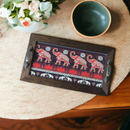 Elephant Design Rectangle Tray – Handcrafted Serving Tray for Gifts & Home Decor
