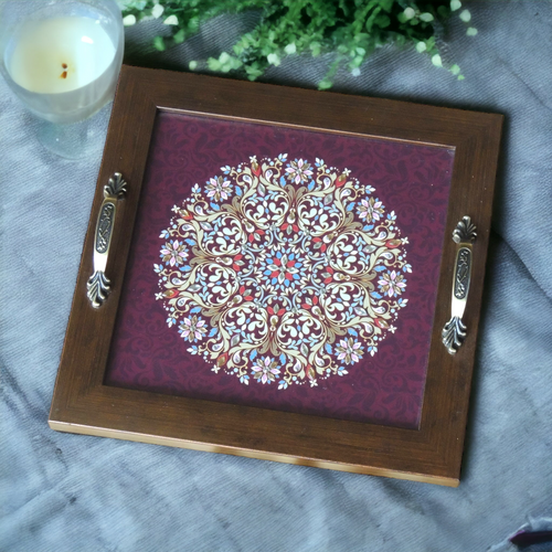 Ethnic Mandala Tray – Handcrafted Wooden Serving Tray for Gifts & Home Decor
