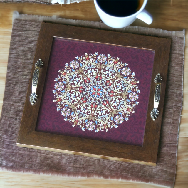 Ethnic Mandala Tray – Handcrafted Wooden Serving Tray for Gifts & Home Decor