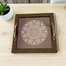 Ethnic Mandala Tray with Coaster Set – Handcrafted Serving & Gift Set