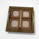 Ethnic Mandala Tray with Coaster Set – Handcrafted Serving & Gift Set