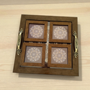 Ethnic Mandala Tray with Coaster Set – Handcrafted Serving & Gift Set