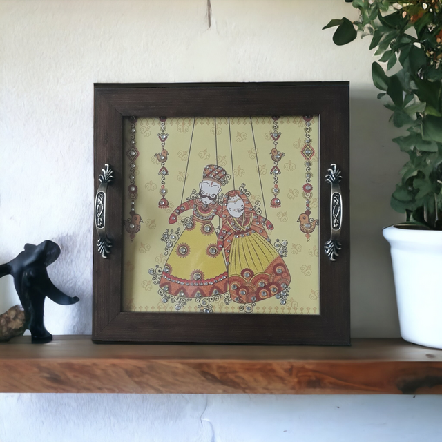 Handcrafted Katputli Design Tray – Perfect Gift & Serving Tray