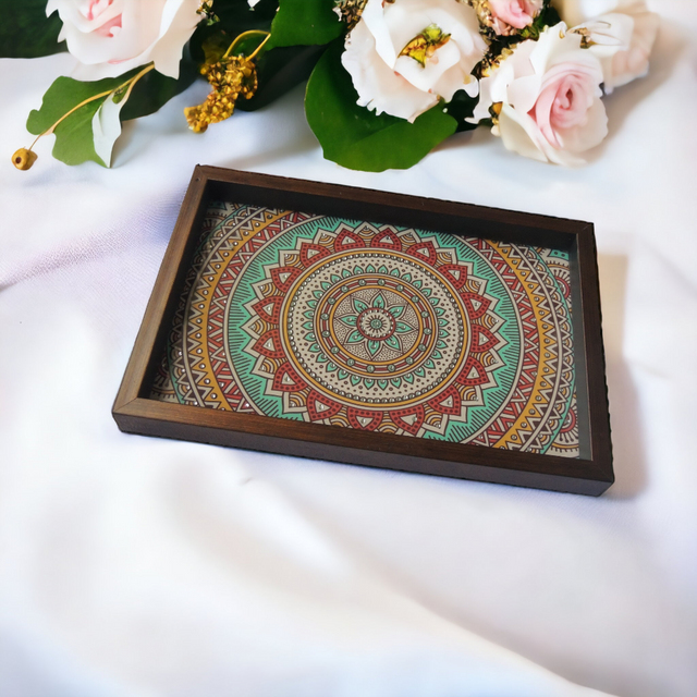 Mandala Design Rectangle Tray – Handcrafted Serving Tray for Gifts & Home Decor