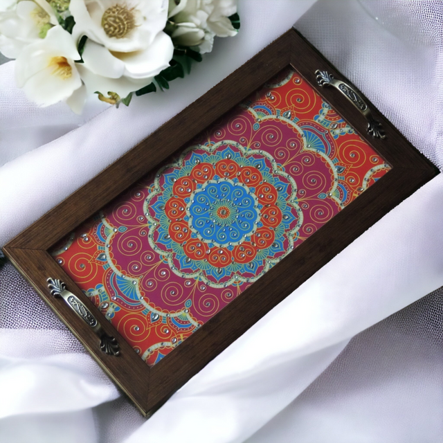 Mandala Design Rectangle Tray – Elegant Home Decor & Gift Tray