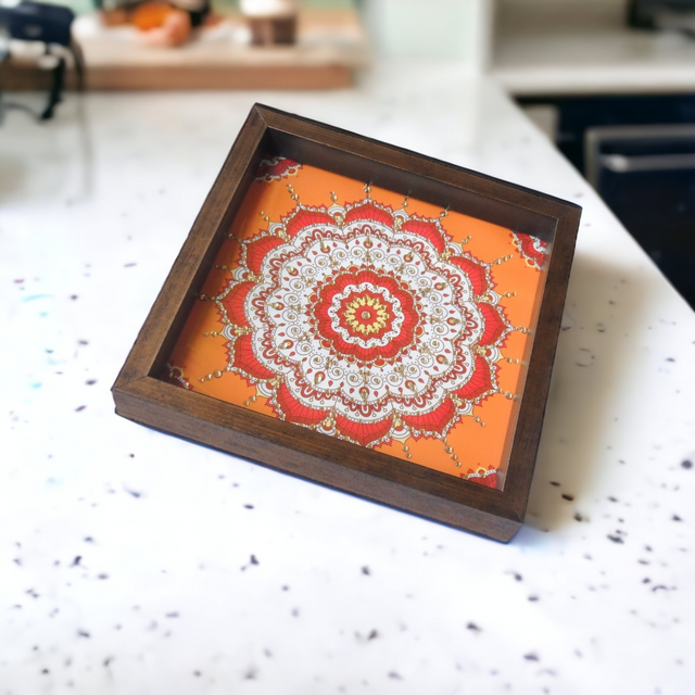 Handcrafted Mandala Yellow Tray – Perfect Gift & Serving Tray