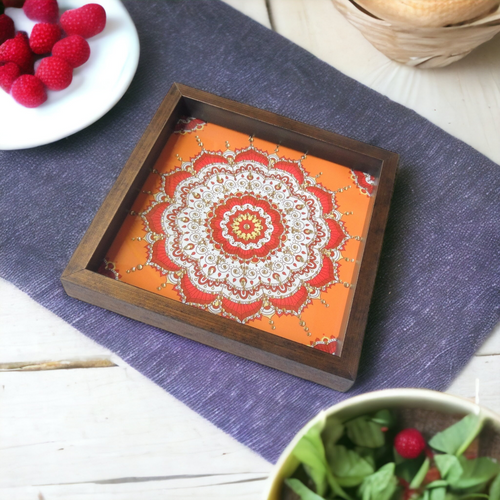 Handcrafted Mandala Yellow Tray – Perfect Gift & Serving Tray