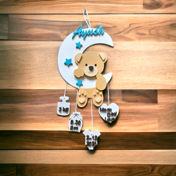 Moon Shaped Nameplate for Kids