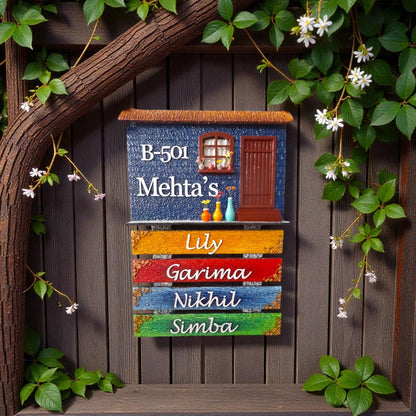 House Shaped Family Nameplate