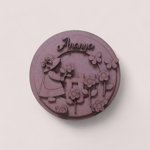 Ready-to-Paint Kids Nameplate – Garden Theme (DIY MDF Craft Base)