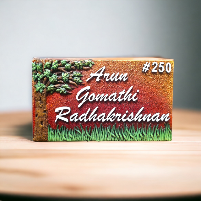 Rectangle tree Grass Nameplate