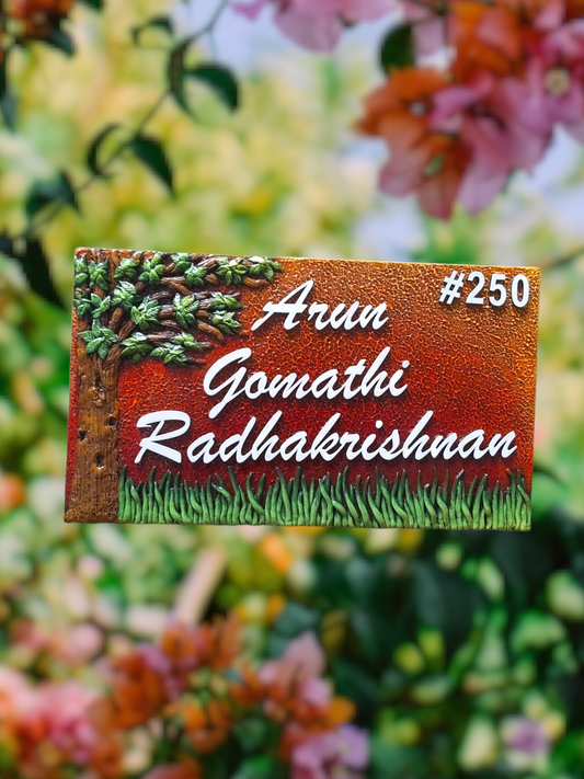 Rectangle tree Grass Nameplate 1