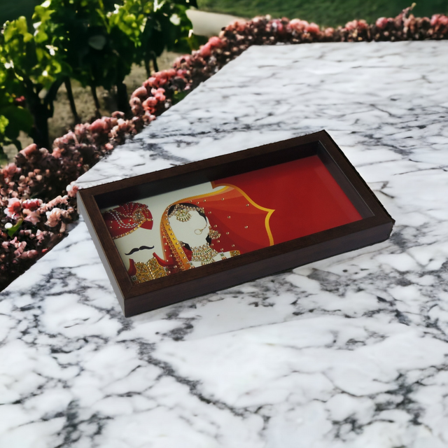 Wedding Theme Couple Design Tray – Handcrafted Serving Tray for Gifts & Home Decor
